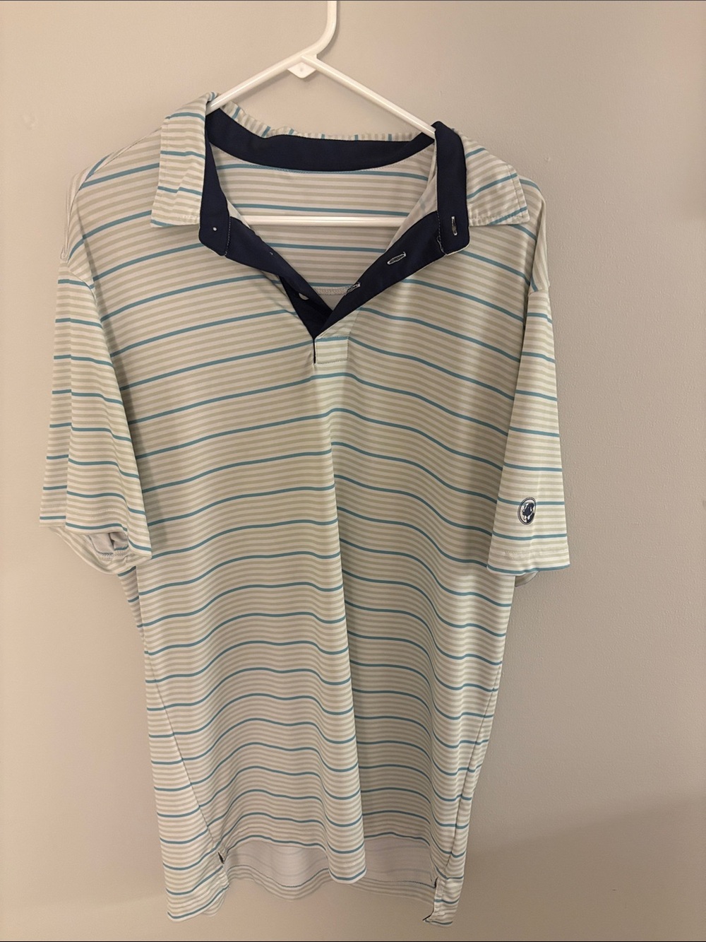 Southern Proper Light Blue & Navy Striped Polo